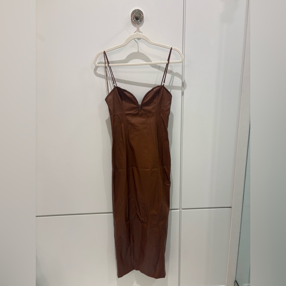 Zara Strapless Leather Brown Dress M 🤎 - Picture 7 of 10